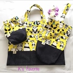 最終値下げ✨入園入学グッズ3点セットパンダ柄🐼(リバーシブルレッスンバッグ  上靴入れ コップ袋)2,500円→2,300円