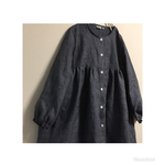 SALE★送料無料★＊120cmサイズ＊起毛リネン100%　コートワンピース　ブルー