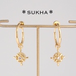 ゴールドフープイヤリング(クロス・キュービックジルコニア)（G) 