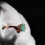 再販　 Ethiopian Welo  Opal 7　　 S925RGPジルコンデザインリング❀6/NO2