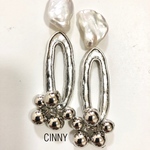淡水パール×シルバー×シルバーボールピアス