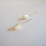 淡水真珠ケシバックロングピアス14Kgf