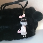 ドレス猫のバッグチャーム（ピンク）