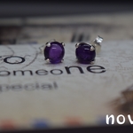 アメジストのピアス（カボション）