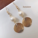 コットンパール風×ゴールドプレート ピアス