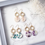 べっ甲風アクリルパーツ×チェーンリングピアス/イヤリング⑅*॰ॱ
