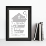 お名前入りモノトーンポスター・ファミリーポスター#HOUSE G(A4)