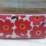 【♡サンキューprice♡】赤・花柄＊ラミネート＊フラットポーチ