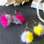 《2way》ミンクファーピアス ネイビー 紺 ミンクファー イヤリング
