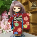 お着物/赤地に花柄