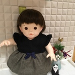 ぽぽちゃん服 グレンチェック リブ ワンピース