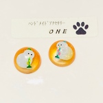 レジン カーリング雪だるま イヤリング ピアス