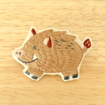 イノシシさんの刺繍ブローチ【受注製作】