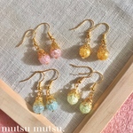 クラック水晶のパステルピアス