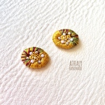 刺繍ピアス  ramillete＊yellow.green.pink