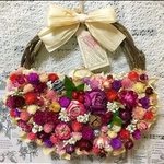 送料無料☆ドライフラワー花かごリース