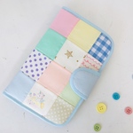 母子手帳ケース☆通帳ケースMサイズ「水色パッチ」