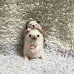 ハリネズミ（羊毛フェルト)べったり