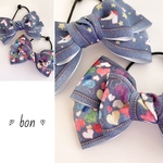 bon＊デニム柄＊トリプルリボンヘアゴム