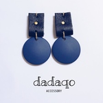 dadaqo＊送料無料＊レザー&大ぶりラウンドピアス☆イヤリング
