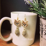 猫刺繍のピアス♡イヤリング