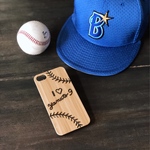 【送料無料】受注生産・名入れ可能！ウッドバーニングiPhoneケース【I ♡ Baseball】BASEBALL⚾️LOVER