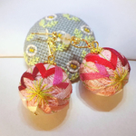 送料無料❣️ 手まりピアス＊桃色のねじり菱