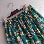 グリーンコットンキャンパスきのこ柄タックギャザースカートＭＬLL