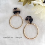 べっ甲×ゴールドフープ ピアス/イヤリング
