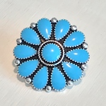 シルバー フラワー ループ コンチョ 30mm ターコイズ