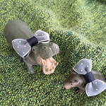 送料無料２個組（小）紺色リボンに白ジョーゼットの上品ヘアリボン