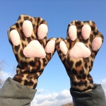 猫の手 手袋（ヒョウ柄） 