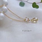 ＊金運アップのパワーストーン＊シトリンの一粒ネックレス＊雫型＊宝石質＊14ｋｇｆ　
