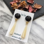 ブラック×ベージュ ロング ピアス/イヤリング
