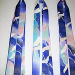 (正絹)タスキと腰紐2way･223㎝(金彩レインボー鶴)皆様のお声から生まれた、接ぎ目のない襷　おしゃれ腰ヒモ　