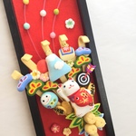 招福熊手飾り＊2019＊白招き猫(みずいろ)