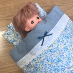 メルちゃんのお布団セット(スモーキーブルー×小花)