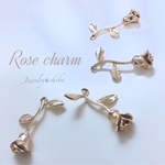 gold Rose 🥀🌹✨4pcs ゴールド ローズ チャーム 薔薇 