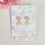 💗天然石ローズクォーツとフラワーチャームのシンプルピアス