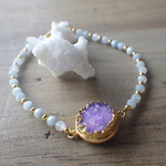Druzy アクアマリン ビーチブレスレット 14Kgf