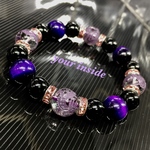 紫龍彫り水晶 パープルカラータイガーアイ天然石ブレスレット