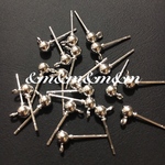 ４ｍｍ　40個　ピアス パーツ　丸玉　カン 付き　 材料　ポストピアス アクセサリー ハンドメイド 金具　ピアス　基礎パーツ