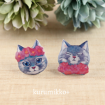 花ねこ【ピアス/イヤリング】   