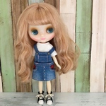 ライトブルーデニムサロペットスカート