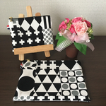★お買い得2点セット★ モノクロ 大小フラットポーチ No.1