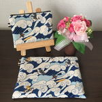 ★お買い得2点セット★ ねこ柄 大小フラットポーチ No.1