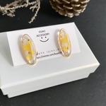 OVAL シトロン×アイスグレー(ピアスorイヤリング)