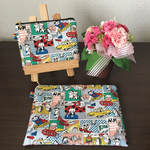 ★お買い得2点セット★ ねこ柄 大小フラットポーチ No.3