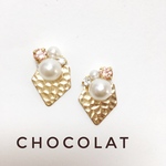 ピンク×パール ビジュー▼ゴールドの小ぶりピアス イヤリング