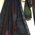 手作り 絹 大島色々 ロングスカート&ストール
